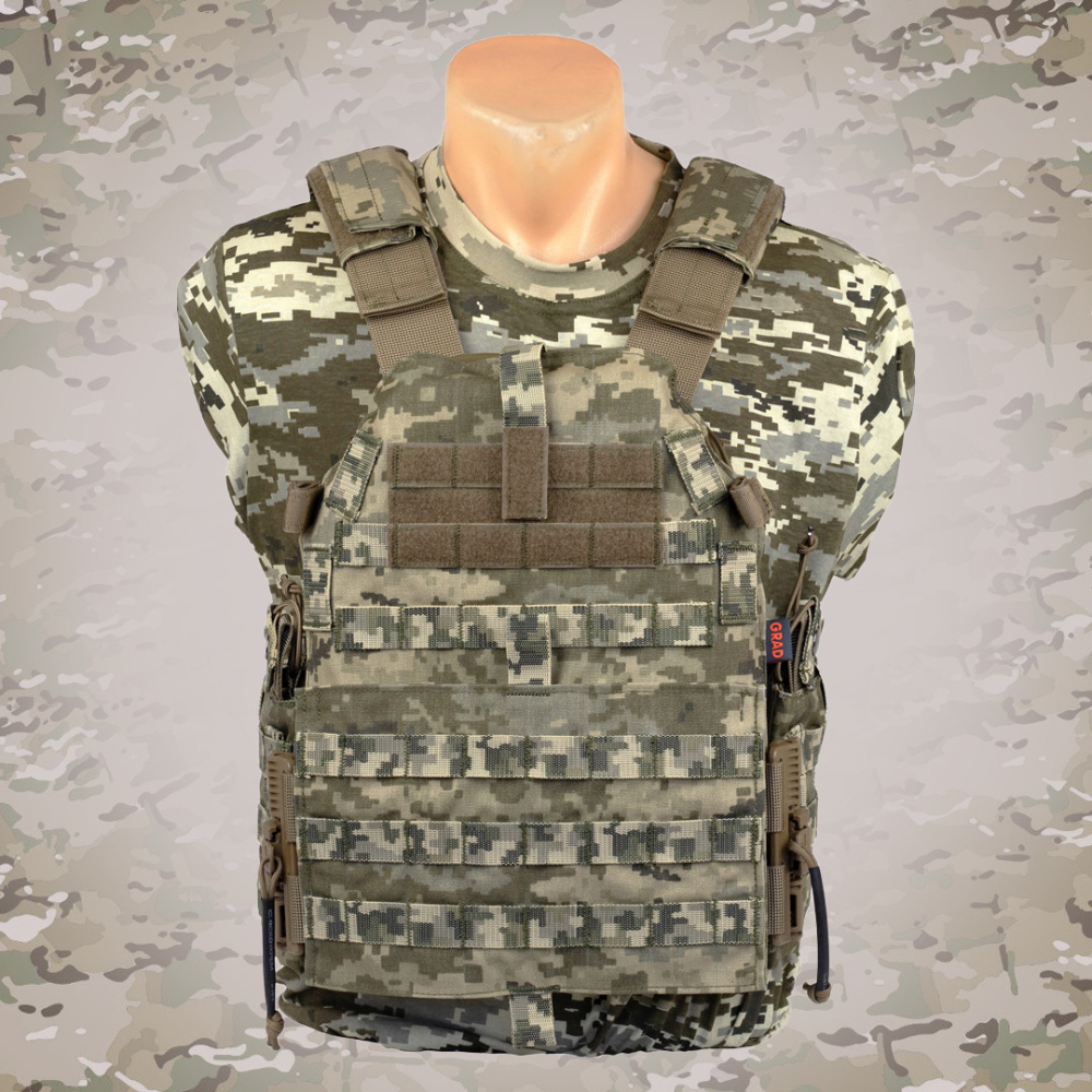 Комплект плитоноска Grad Gear 6094 QRS MM14 + плити керамічні  NIJ 0101.06 IV
