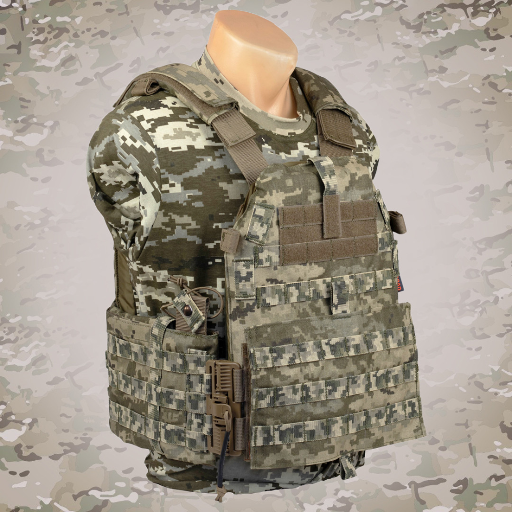 Комплект плитоноска Grad Gear 6094 QRS MM14 + плити керамічні  NIJ 0101.06 IV